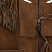 Handmade Men’s Tan Suede Western Fringe Jacket, Classic Cowboy Style
