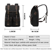 Men's Vintage Canvas Backpack, Retro Waterproof Laptop Bag