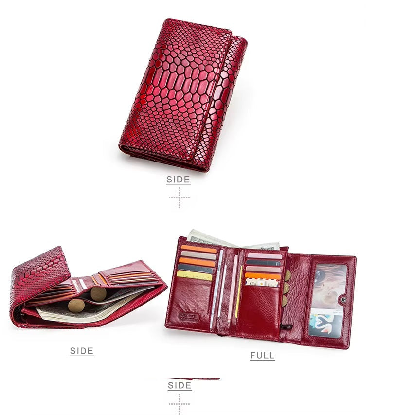 Women's 10 Card Slots Leather Purse