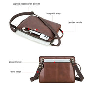 Men's Leather Crossbody Bag, 14-Inch Multifunctional Laptop Sleeve Case Shoulder Bag— Cranbourne