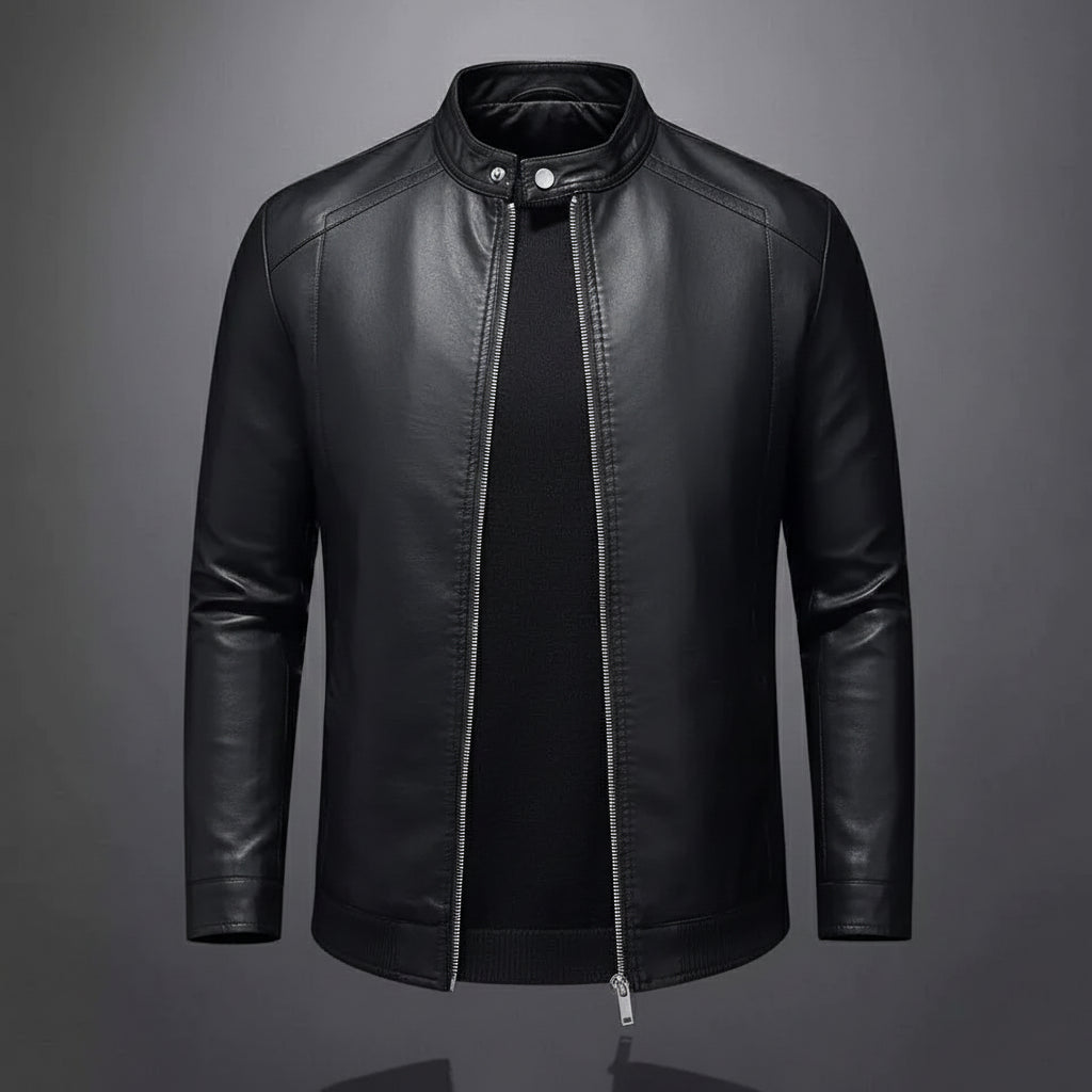 Handmade Made to Order Men Black Slim Fit Leather Jacket, Black Biker Jacket for Men