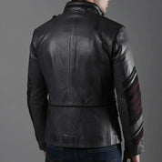 Men's Faded Black Distressed Leather Band Jacket — Abberdon