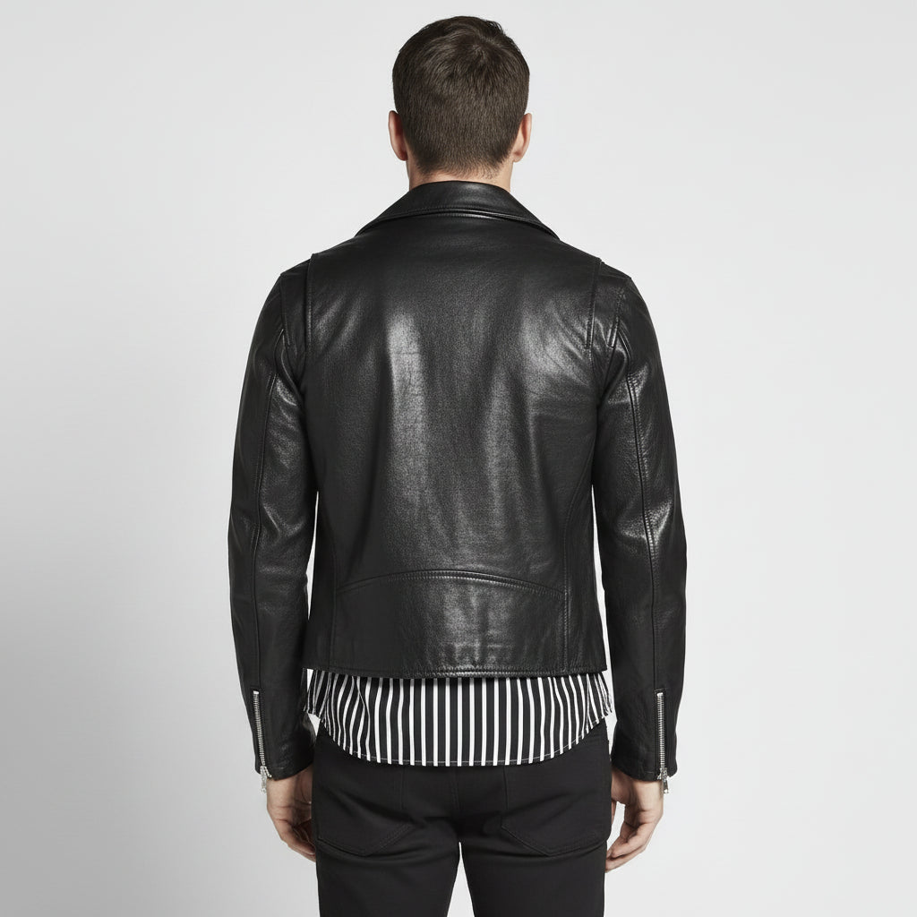 Handmade Men Black Motorcycle Leather Jacket Leather Jacket, Leather Jackets