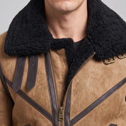 Men's Tan Suede Bomber Jacket — Lupton