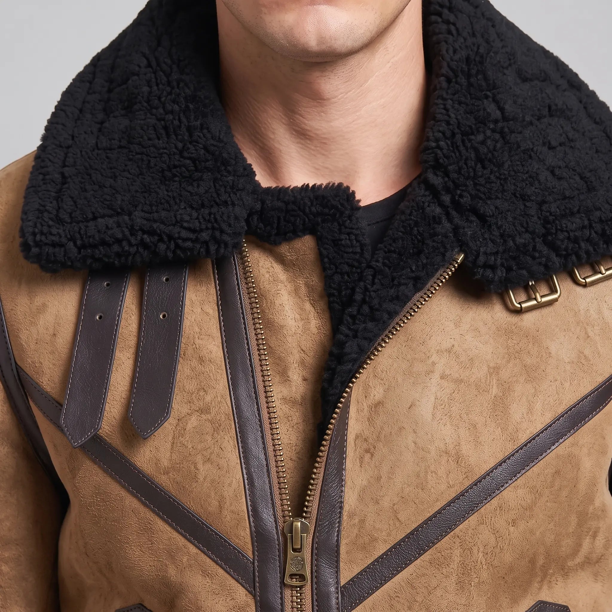 Men's Tan Suede Bomber Jacket — Lupton