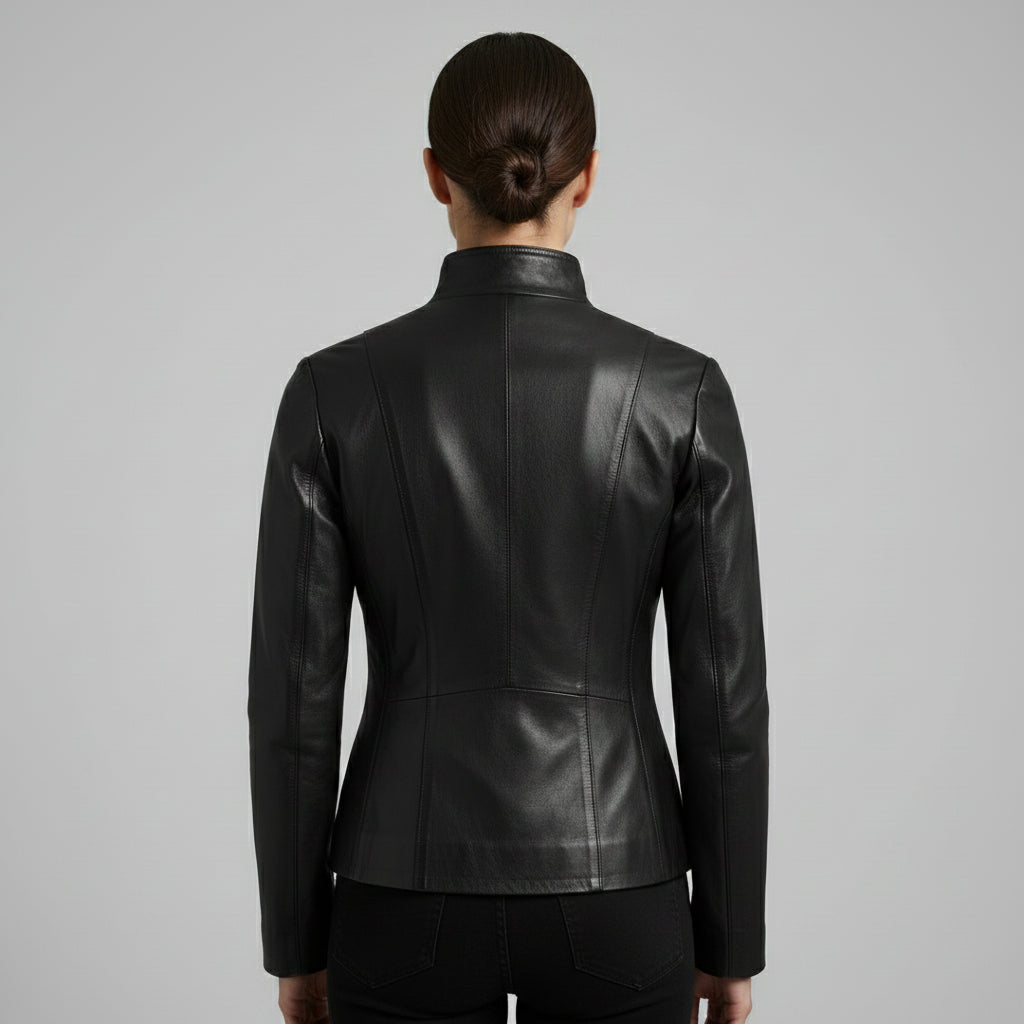 Gothic Women's Lambskin Leather Jacket, Black Soft Leather Women's Jacket