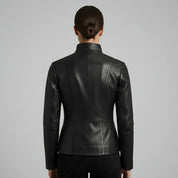 Gothic Women's Lambskin Leather Jacket, Black Soft Leather Women's Jacket