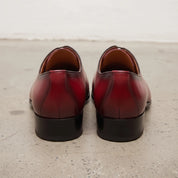 Red and Dark Brown Plain-Toe Leather Wholecut Oxfords — Gaveston