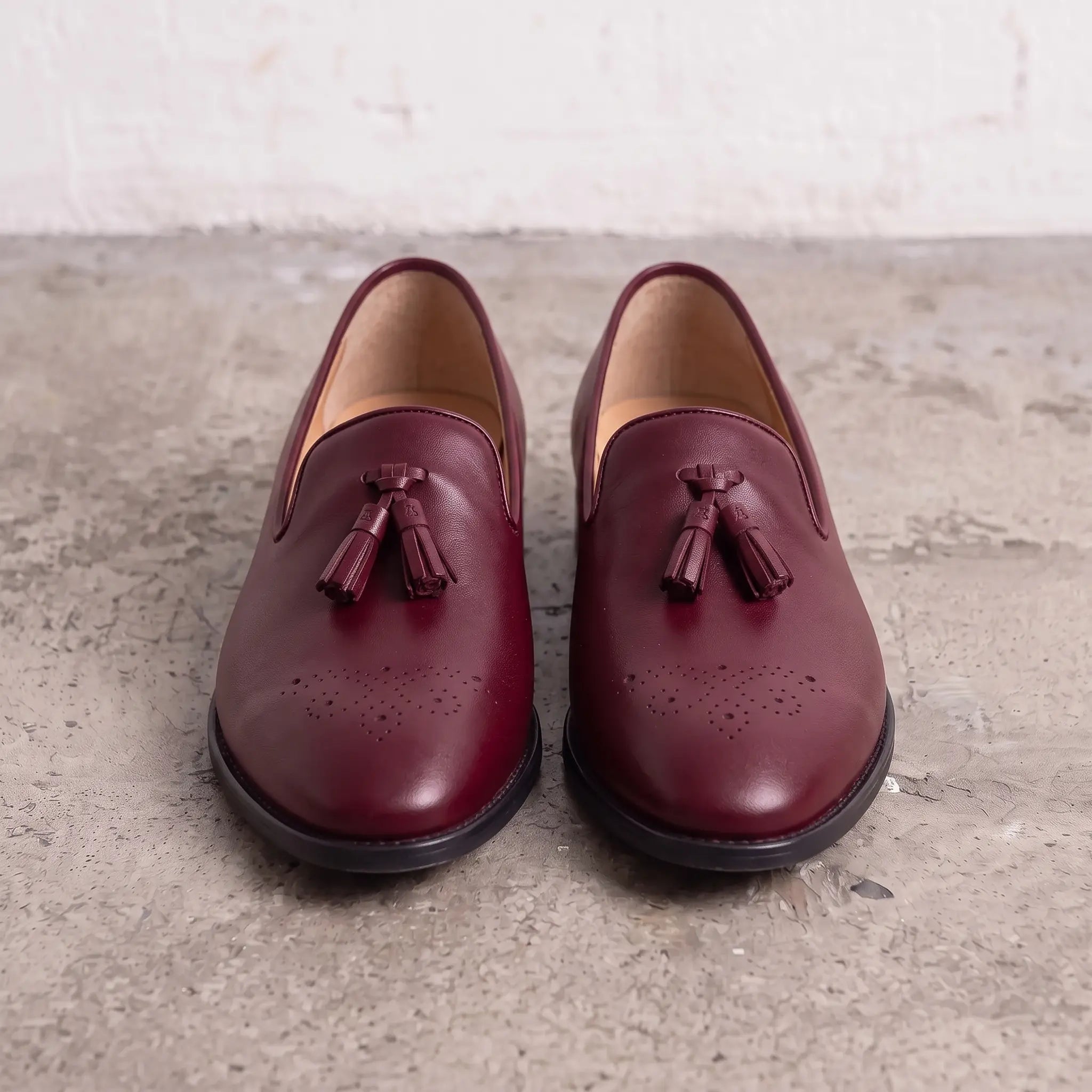 Men's Burgundy Leather Tassel Loafers — Gorman