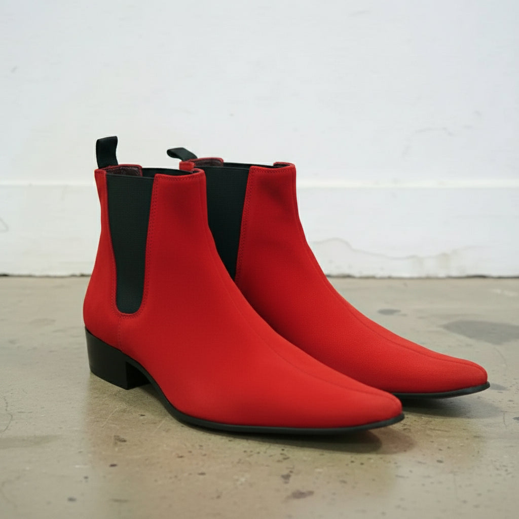 Men's Red Suede Chelsea Boots