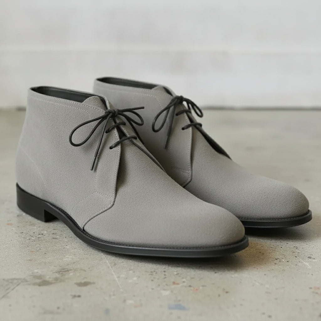 Men's Light Gray Suede Chukka Boots