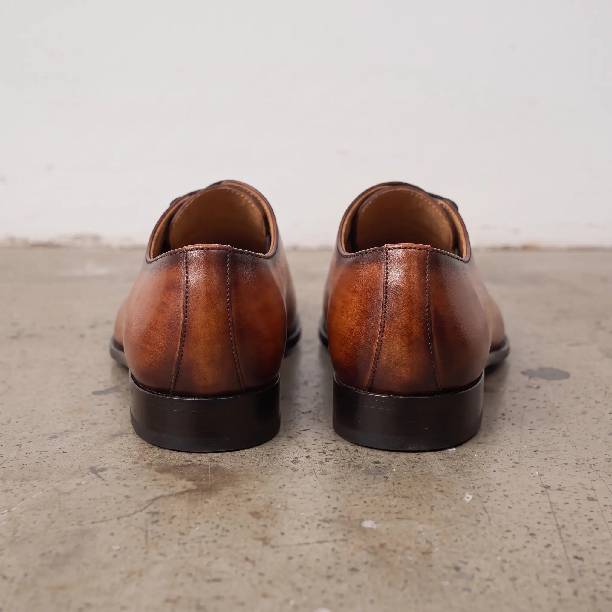 Handcrafted Men's Cognac Whole Cut Oxford Dress Shoes with Lateral Lacing | Rebels Market US 12.5 / D