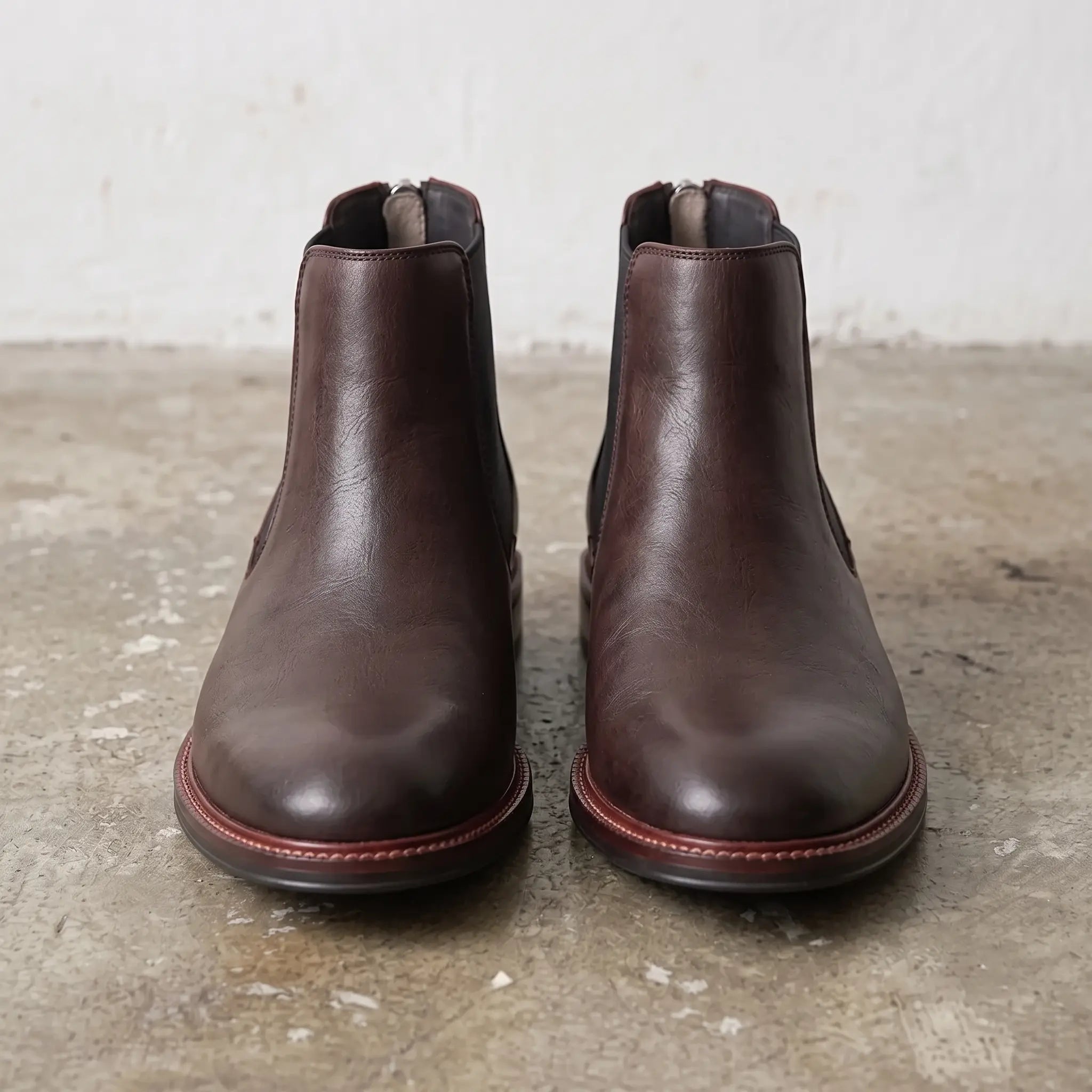 Men's Coffee Plain-Toe Leather Chelsea Boots — Billingham