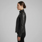 Gothic Women's Lambskin Leather Jacket, Black Soft Leather Women's Jacket