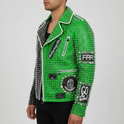 Men's Studded Spiked Punk Rock Moto Leather Jacket