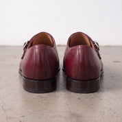 Men's Burgundy Cap-Toe Leather Double Monk Strap Shoes — Irlam