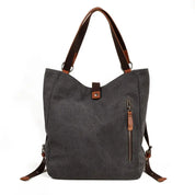 Women's Convertible Canvas Shoulder Bag with Leather Accents