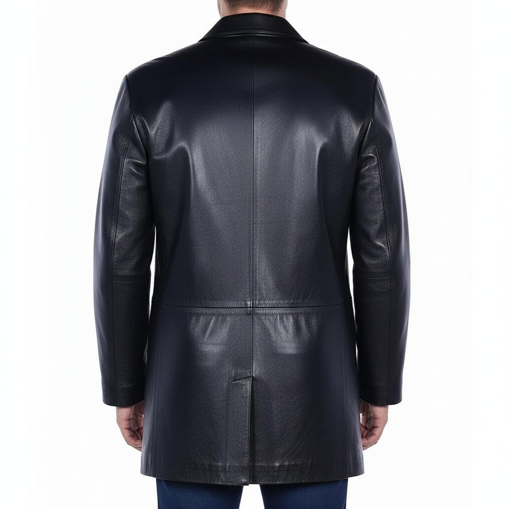 Men's Handmade Car Coat Leather Jacket