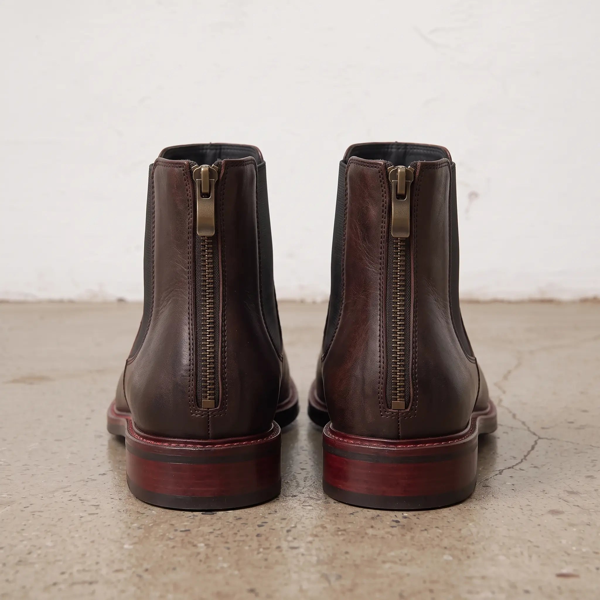 Men's Coffee Plain-Toe Leather Chelsea Boots — Billingham