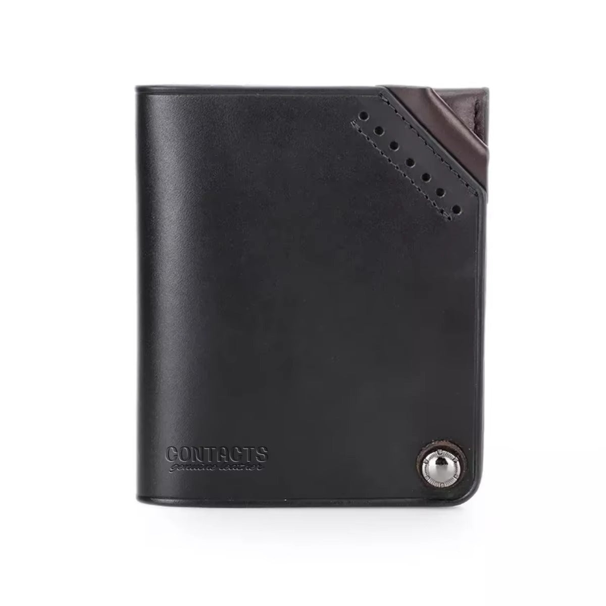 360° Rotating Leather Wallet – Slim Card Holder with Button Closure & SIM Tool Slot