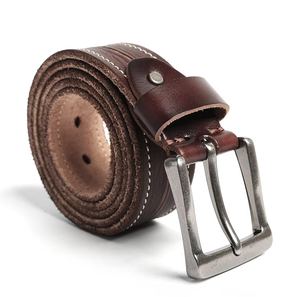 Men's Full Grain Leather Belt, Vintage Style Adjustable Belt