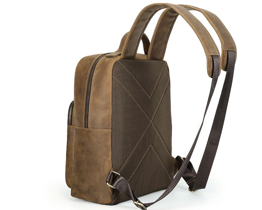 Genuine Leather Men's Travel Backpack, Large Capacity 16'' Laptop Bag