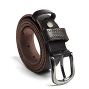 Vintage Casual Men's Leather Belt, Italian Design, Durable Genuine Leather