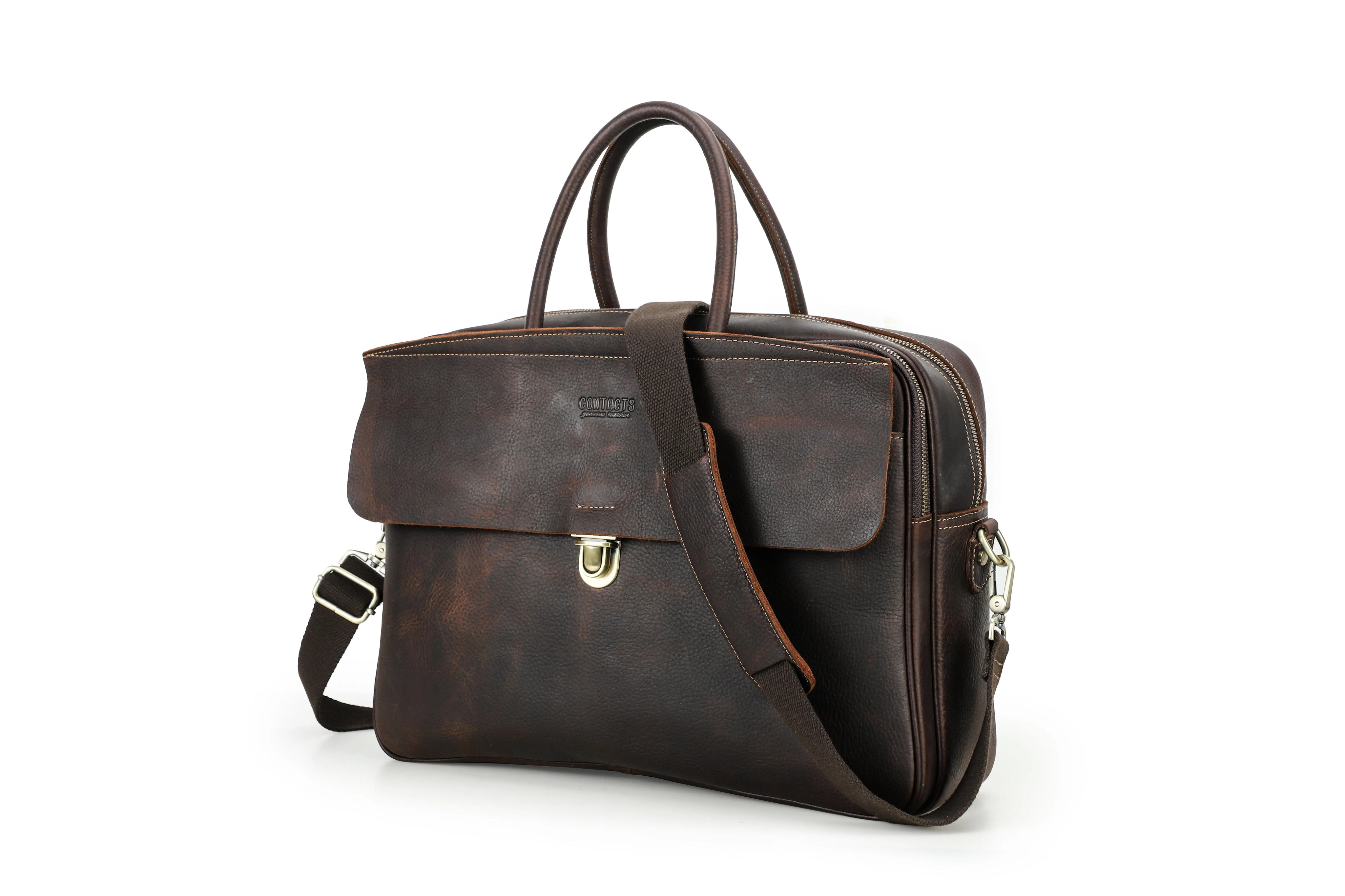 Men's Premium Leather Briefcase - 16" Laptop Business Bag