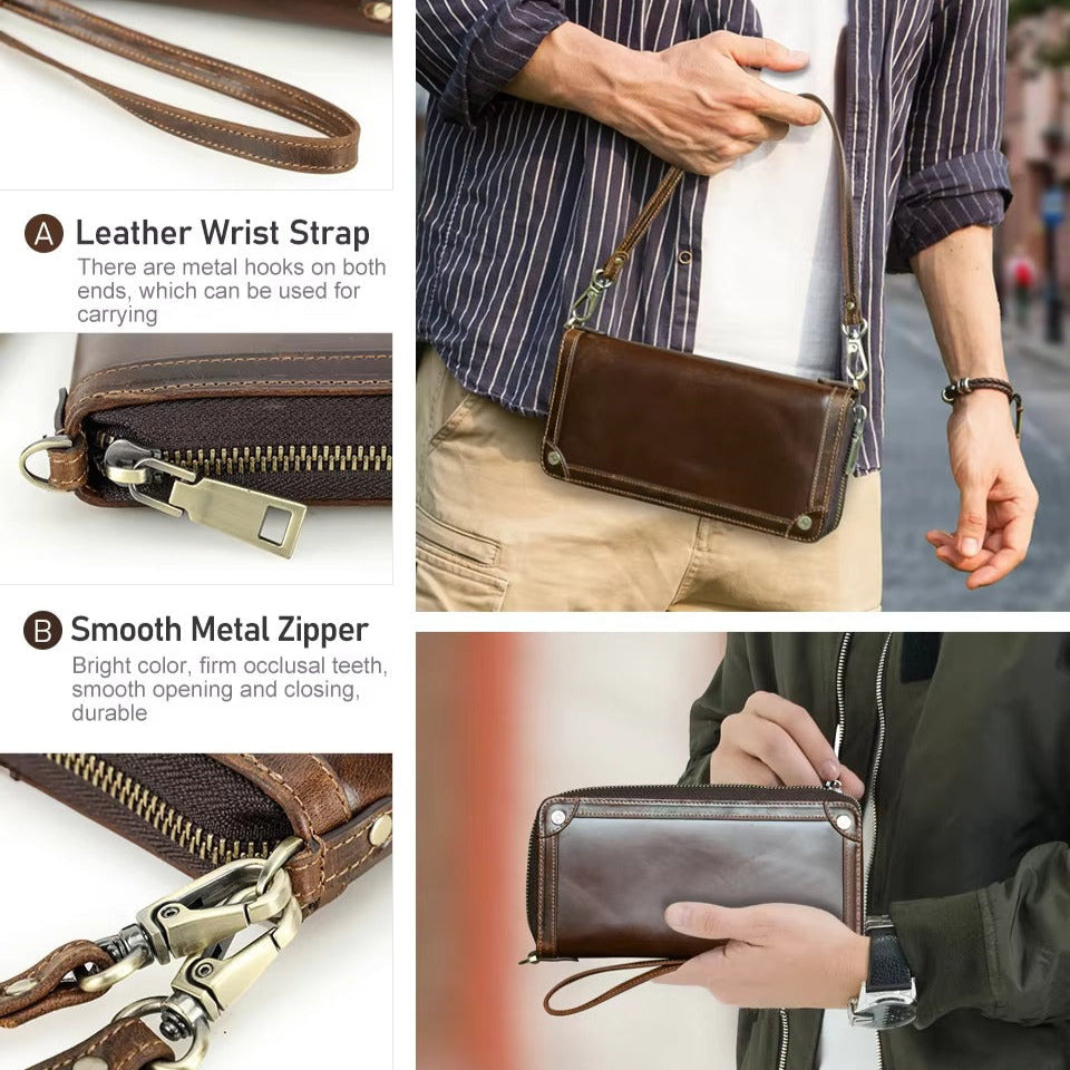 Men’s Leather Phone Holder & Clutch Wallet