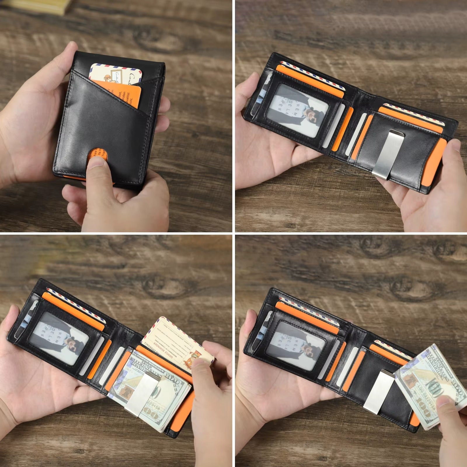 thumbnail image 2 of Men's Slim RFID Blocking Wallet With Money Clip – Leather Bifold Front Pocket Wallet 2 of 4