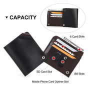 360° Rotating Leather Wallet – Slim Card Holder with Button Closure & SIM Tool Slot