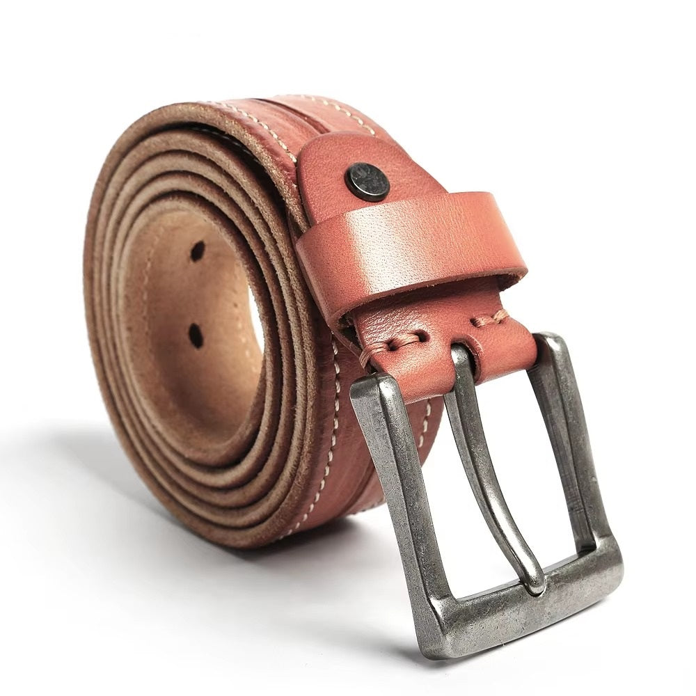 Men's Full Grain Leather Belt, Vintage Style Adjustable Belt