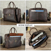 Men's Premium Leather Briefcase - 16" Laptop Business Bag