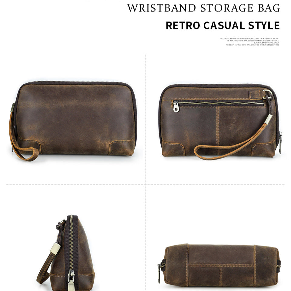 Men's Clutch Bag - Premium Leather Organizer Pouch