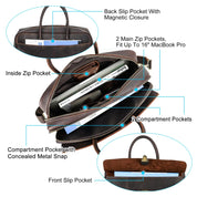 Men's Premium Leather Briefcase - 16" Laptop Business Bag