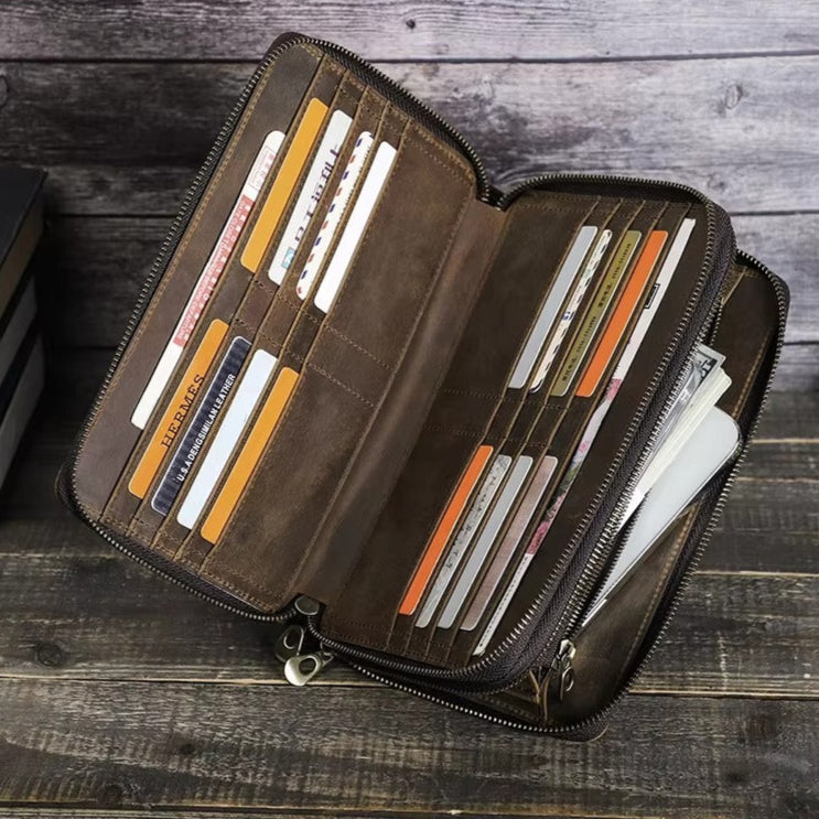 Men's 16 Card Slots Genuine Leather RFID Wallet