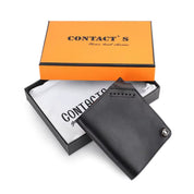360° Rotating Leather Wallet – Slim Card Holder with Button Closure & SIM Tool Slot