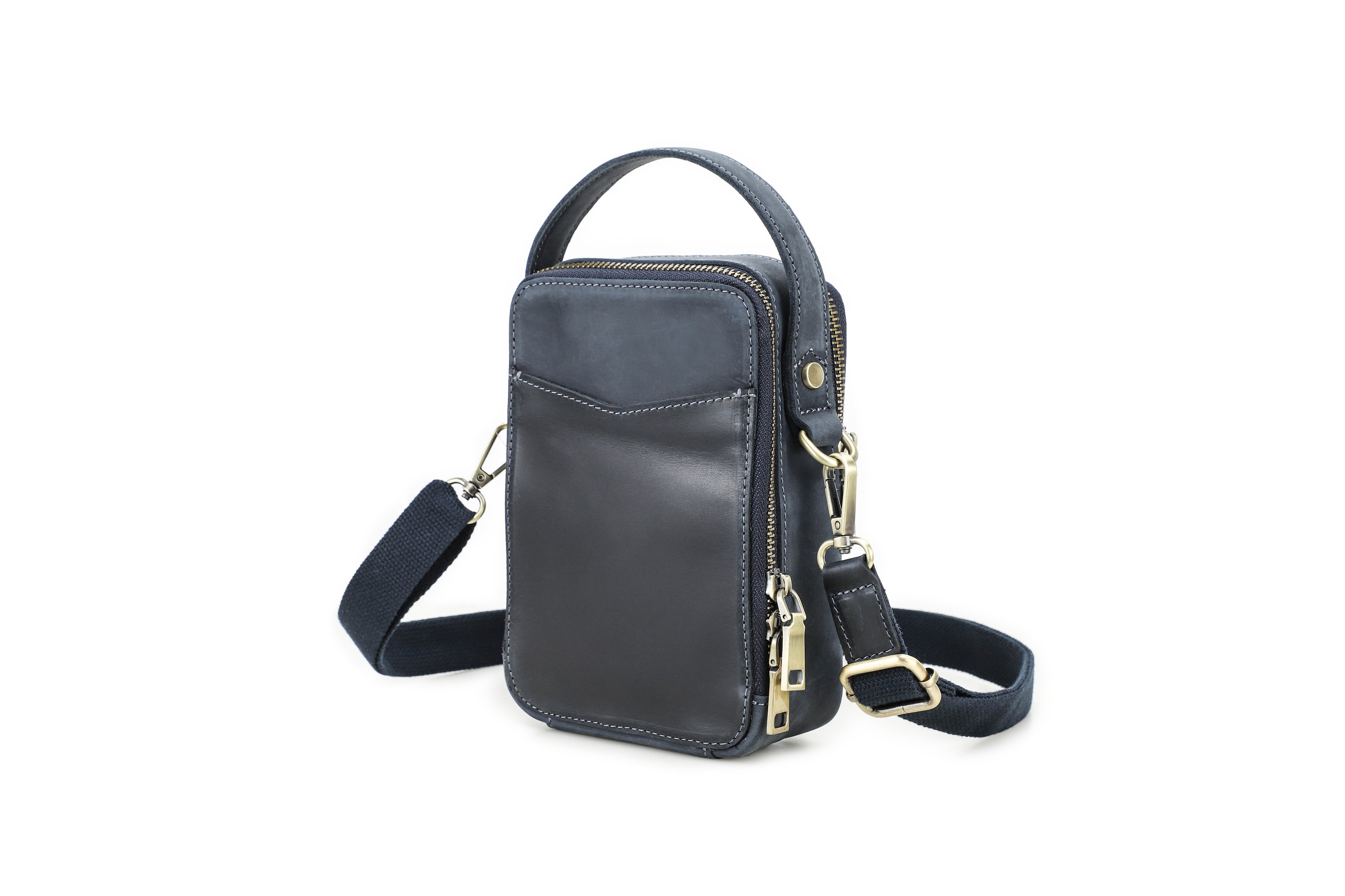 Men's Dark Brown Leather Crossbody Bag — Drayton