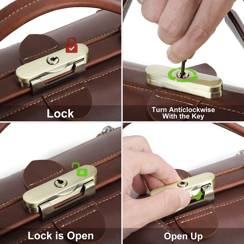 Vintage Leather Doctor Bag, Classic Anti-Theft Handbag