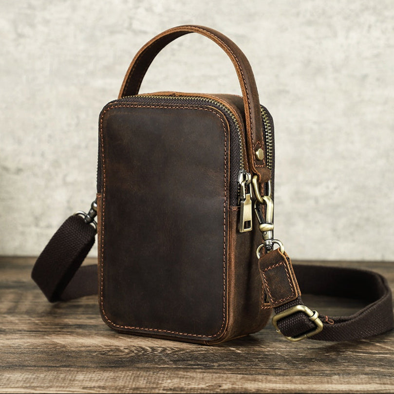 Men's Leather Sling Bag - Handcrafted Genuine Phone Bag