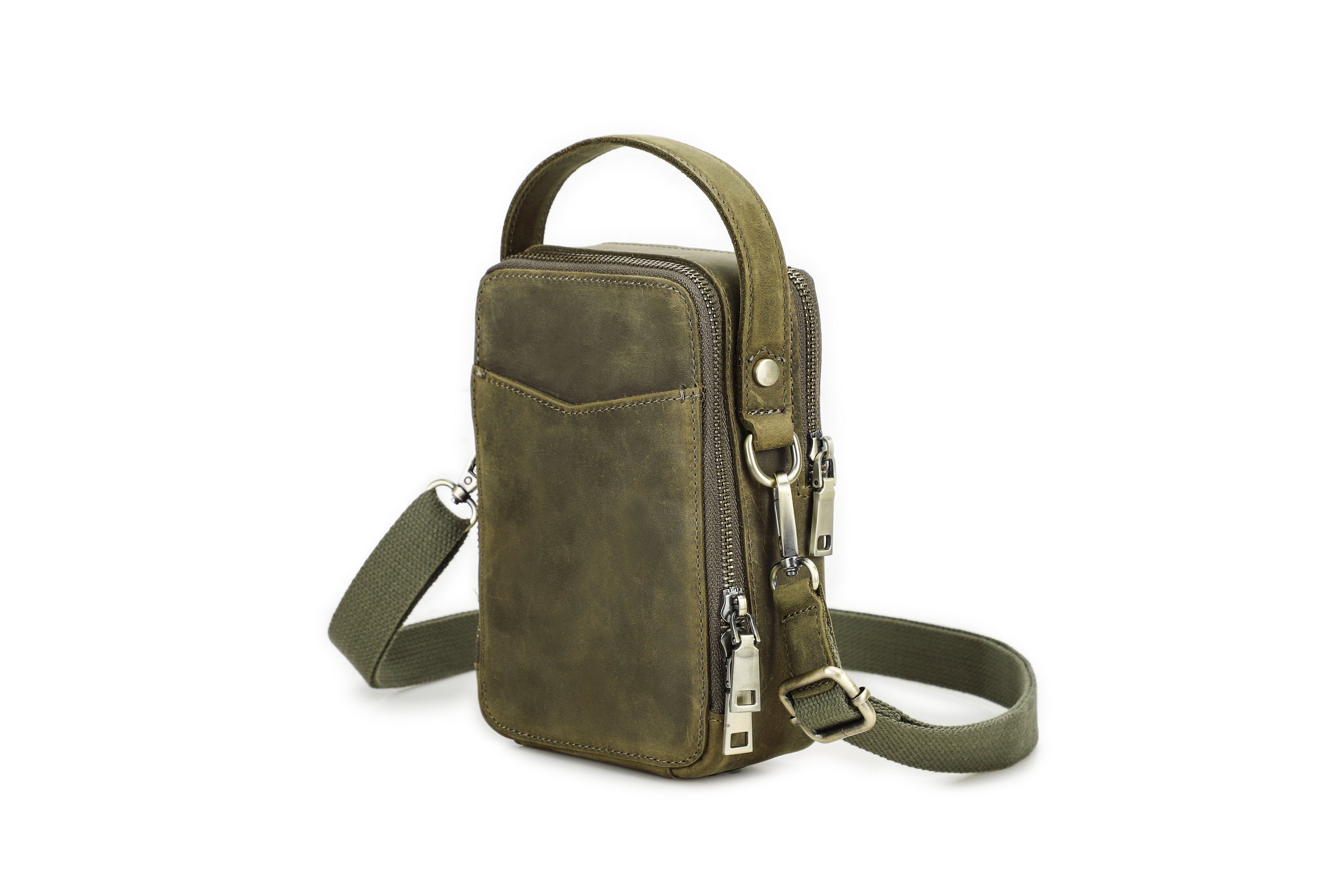 Men's Leather Sling Bag - Handcrafted Genuine Phone Bag