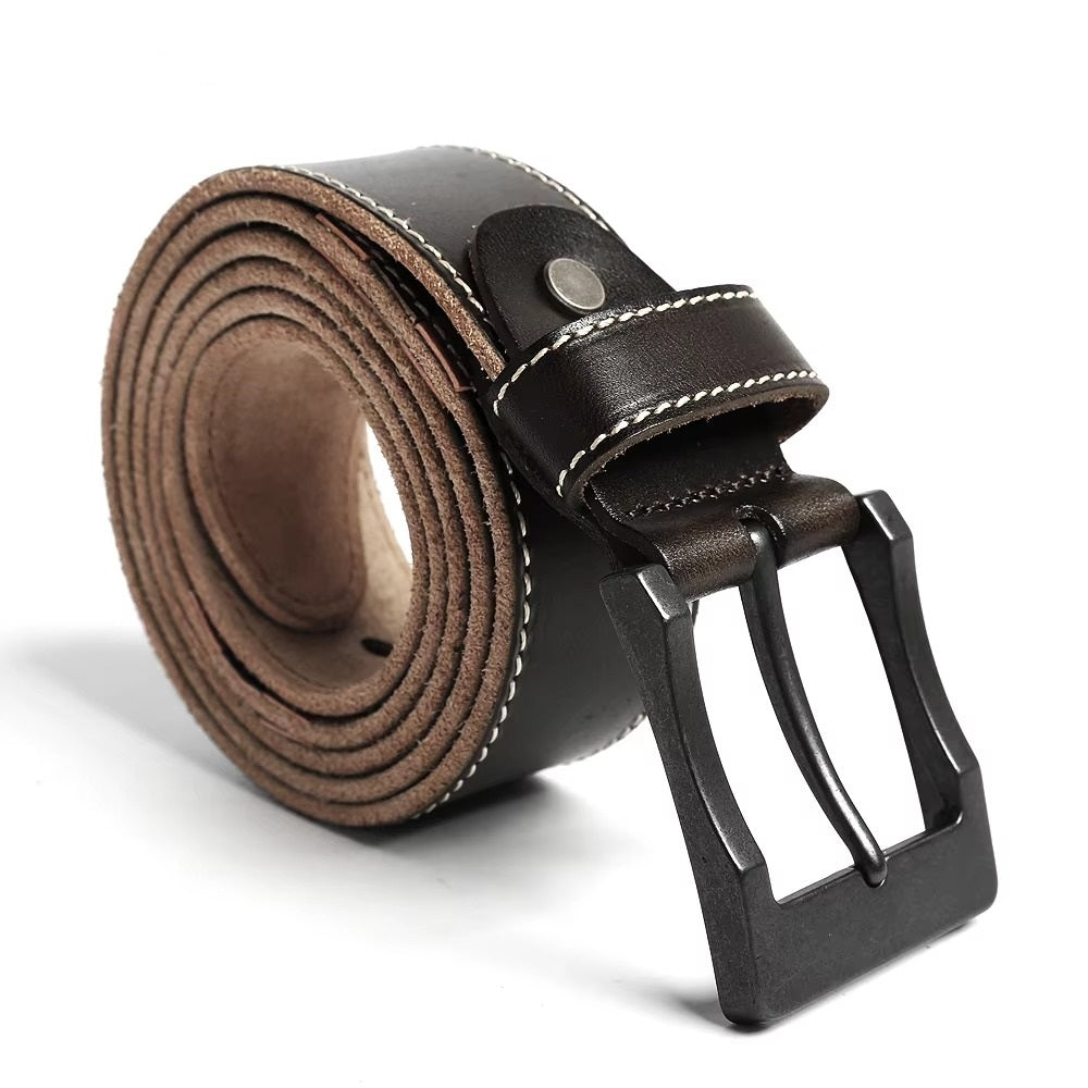 Men’s Luxury Leather Belt, Classic Pin Buckle Belt