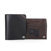360° Rotating Leather Wallet – Slim Card Holder with Button Closure & SIM Tool Slot