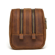 Double Zip Leather Toiletry Bag for Men, Handcrafted Premium Grooming Bag