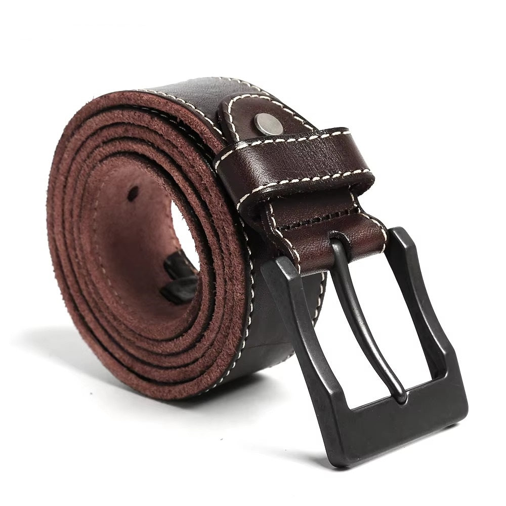 Men’s Luxury Leather Belt, Classic Pin Buckle Belt