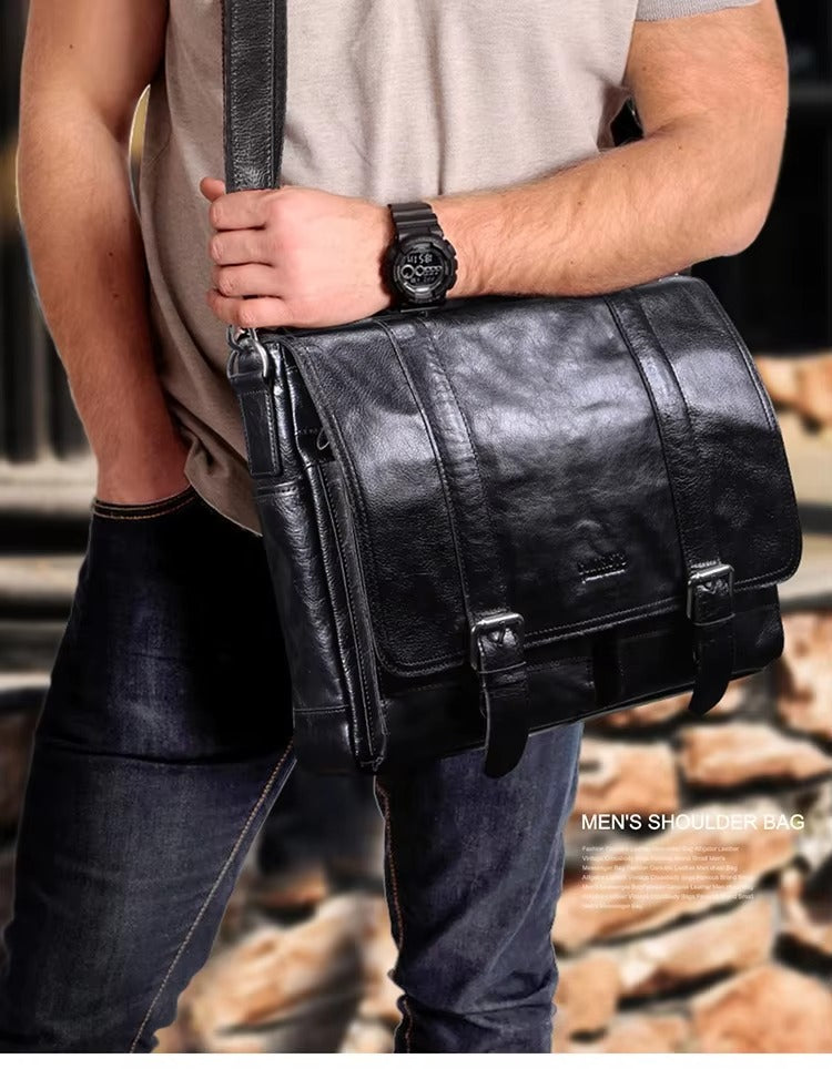 Men’s Laptop Briefcase - Genuine Leather 13.3" Satchel Bag