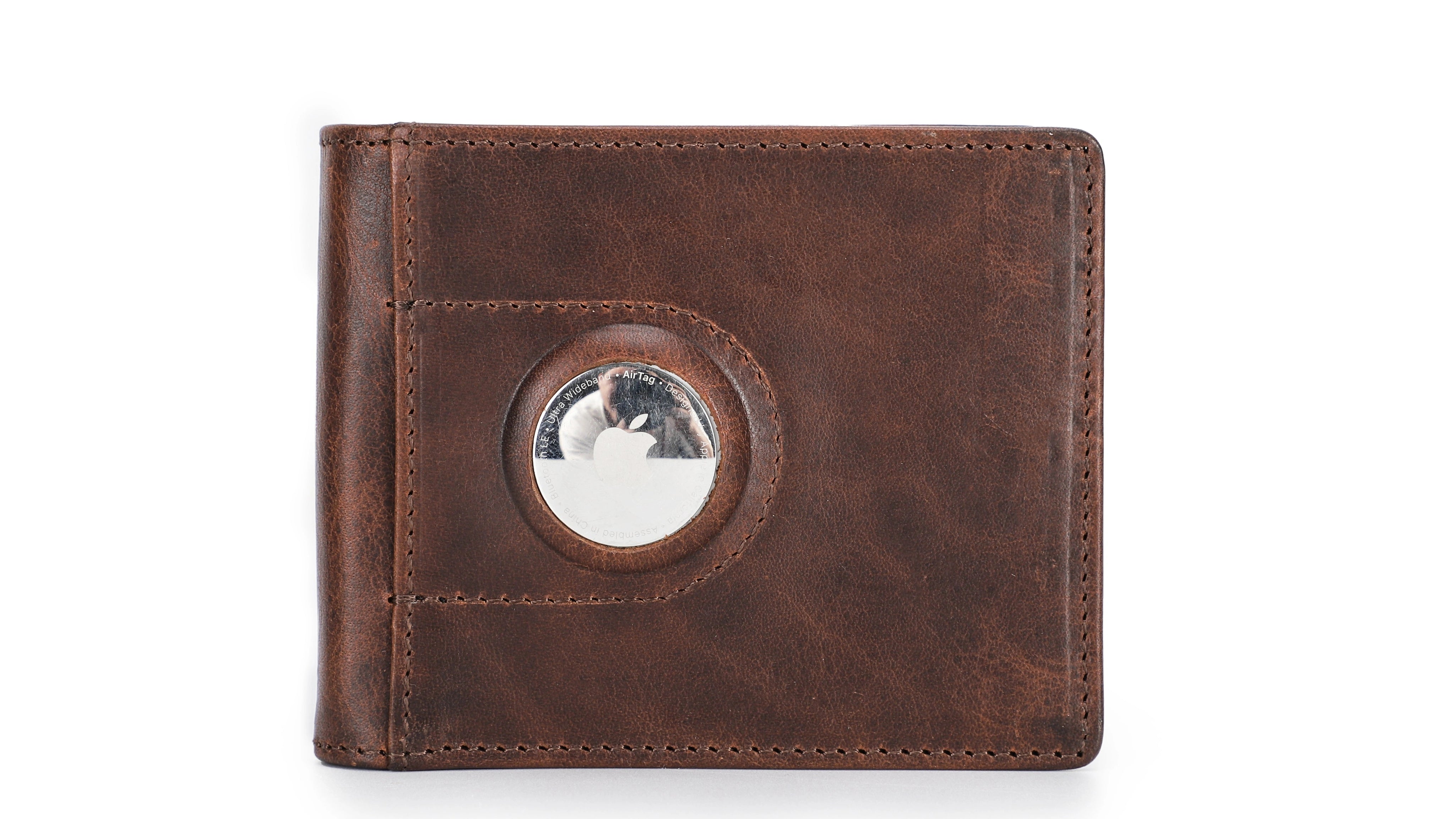 Slim Bifold RFID Leather Wallet Clip Wallet with AirTag Slot