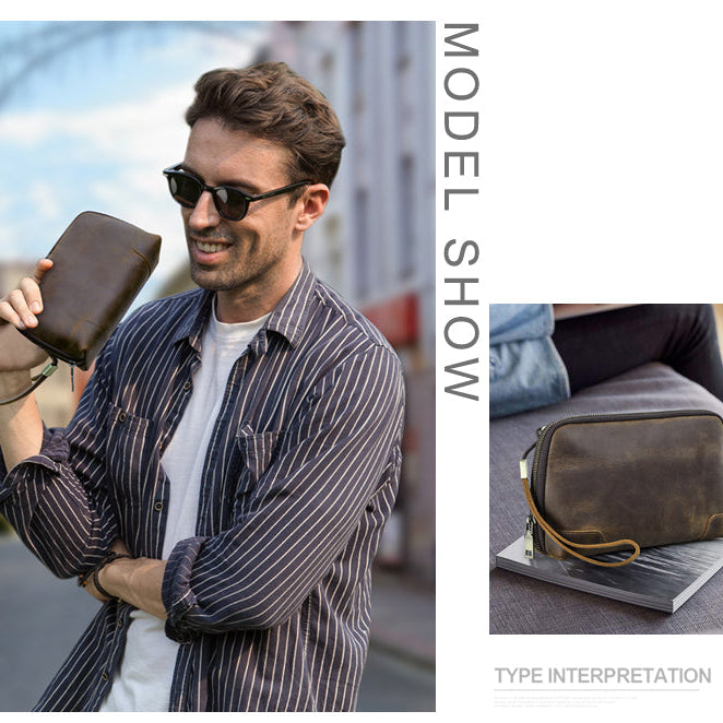 Men's Clutch Bag - Premium Leather Organizer Pouch