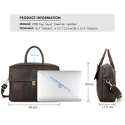 Men's Premium Leather Briefcase - 16" Laptop Business Bag