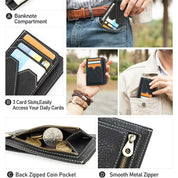 Men's Slim Leather RFID Zipper Coin Purse Wallet